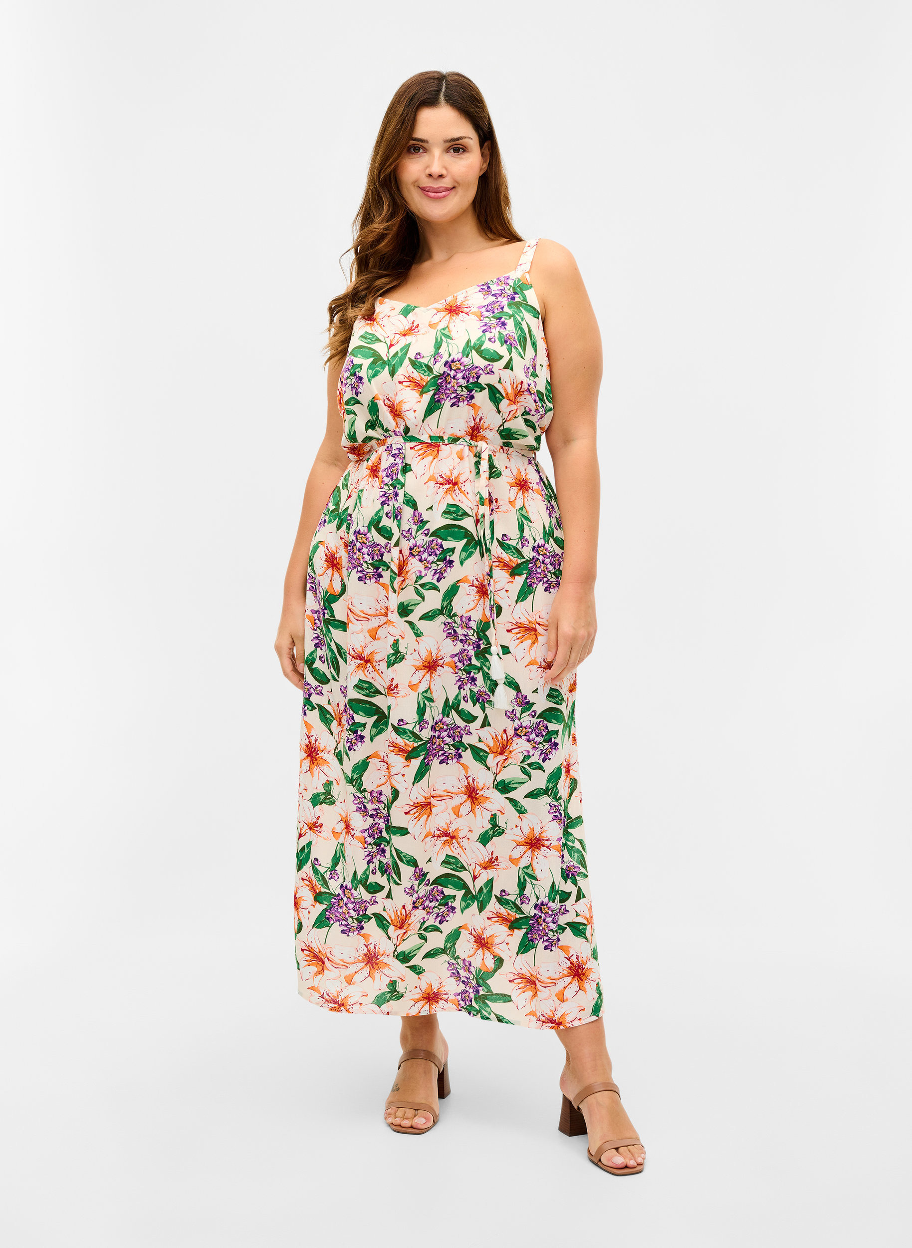 Printed Maxi dress in viscose - White 
