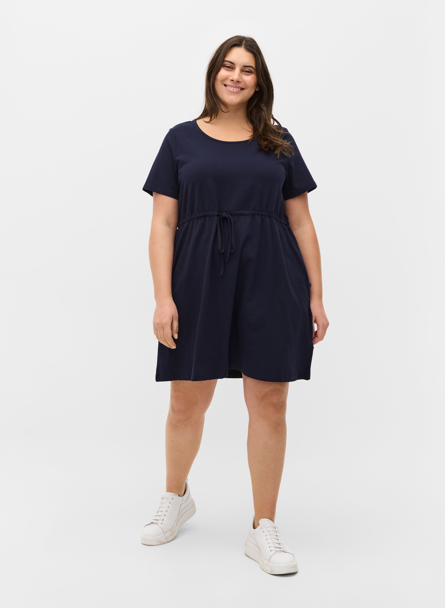 Short-sleeved cotton tunic - Blue - Sz 