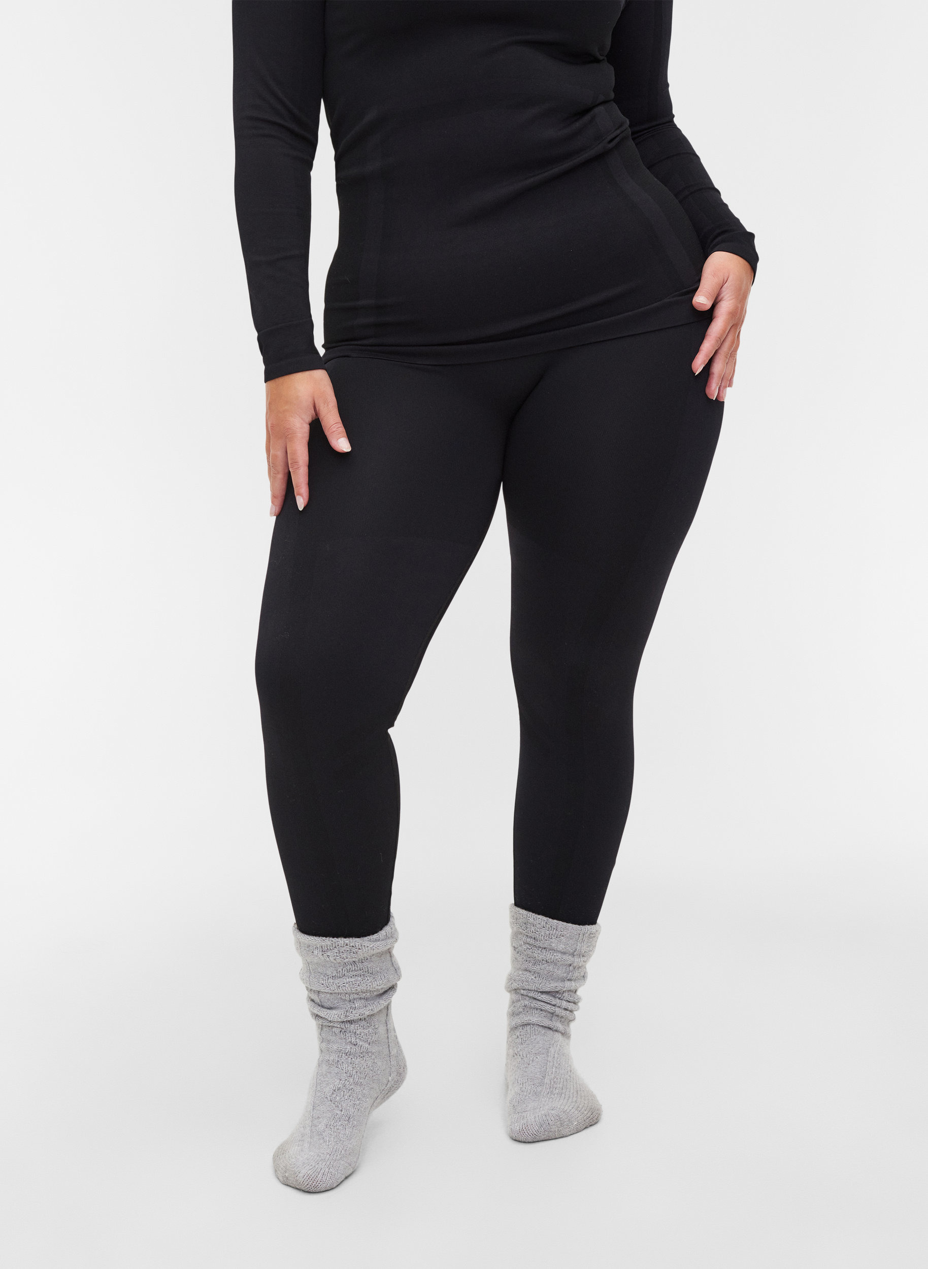Seamless patterned ski tights - Black 