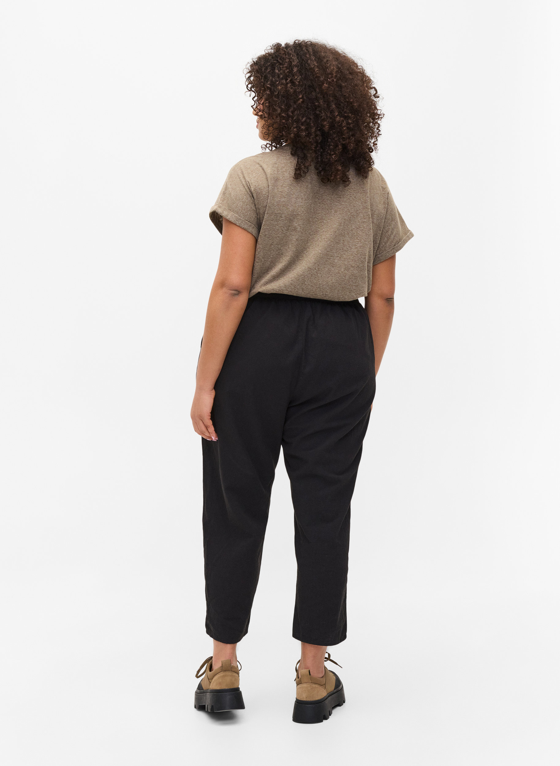 Cropped trousers in cotton - Black - Sz 