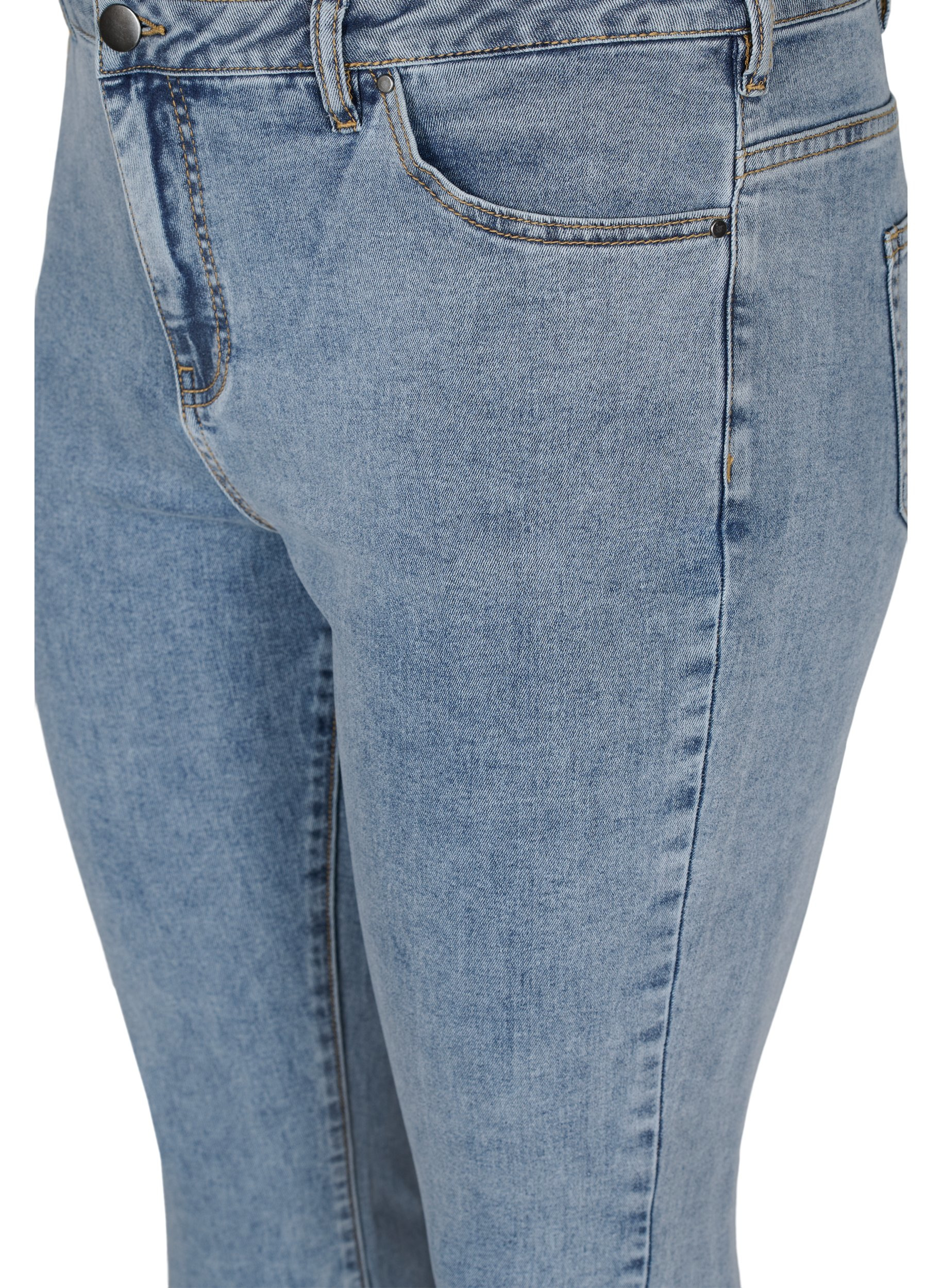 Cropped Amy jeans with bows - Light Blue - Sz. 42-60 - Zizzifashion