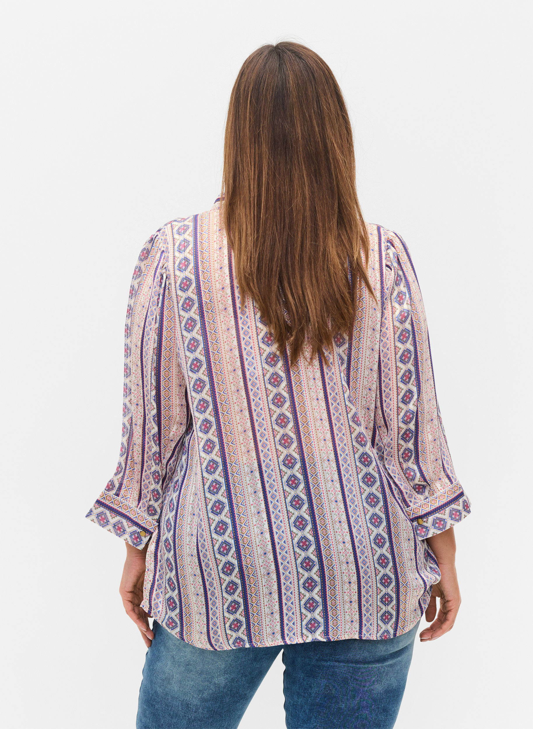 Printed shirt with 3/4 sleeves - White 