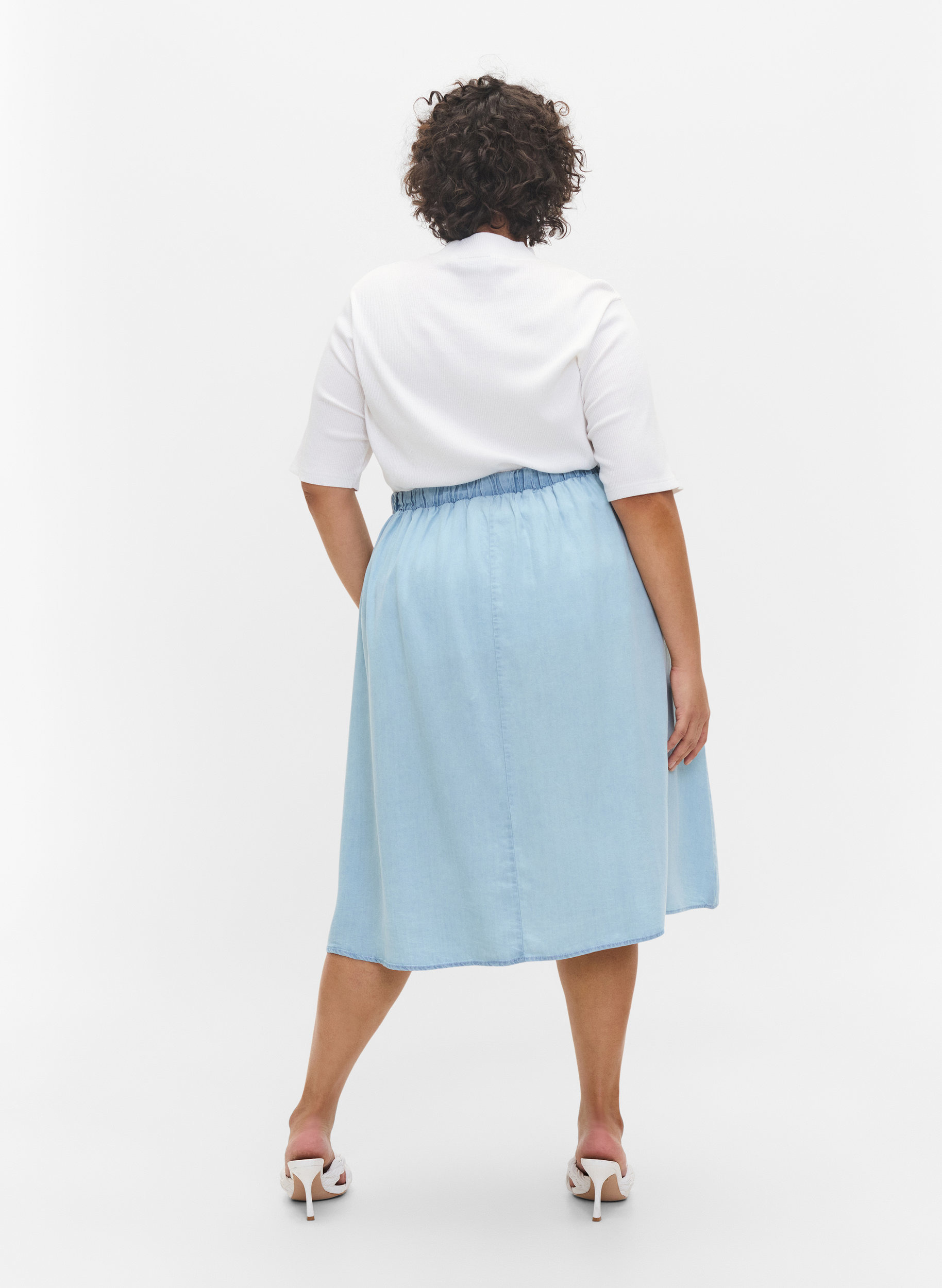 	 Loose skirt with buttons, Light blue denim, Model image number 1