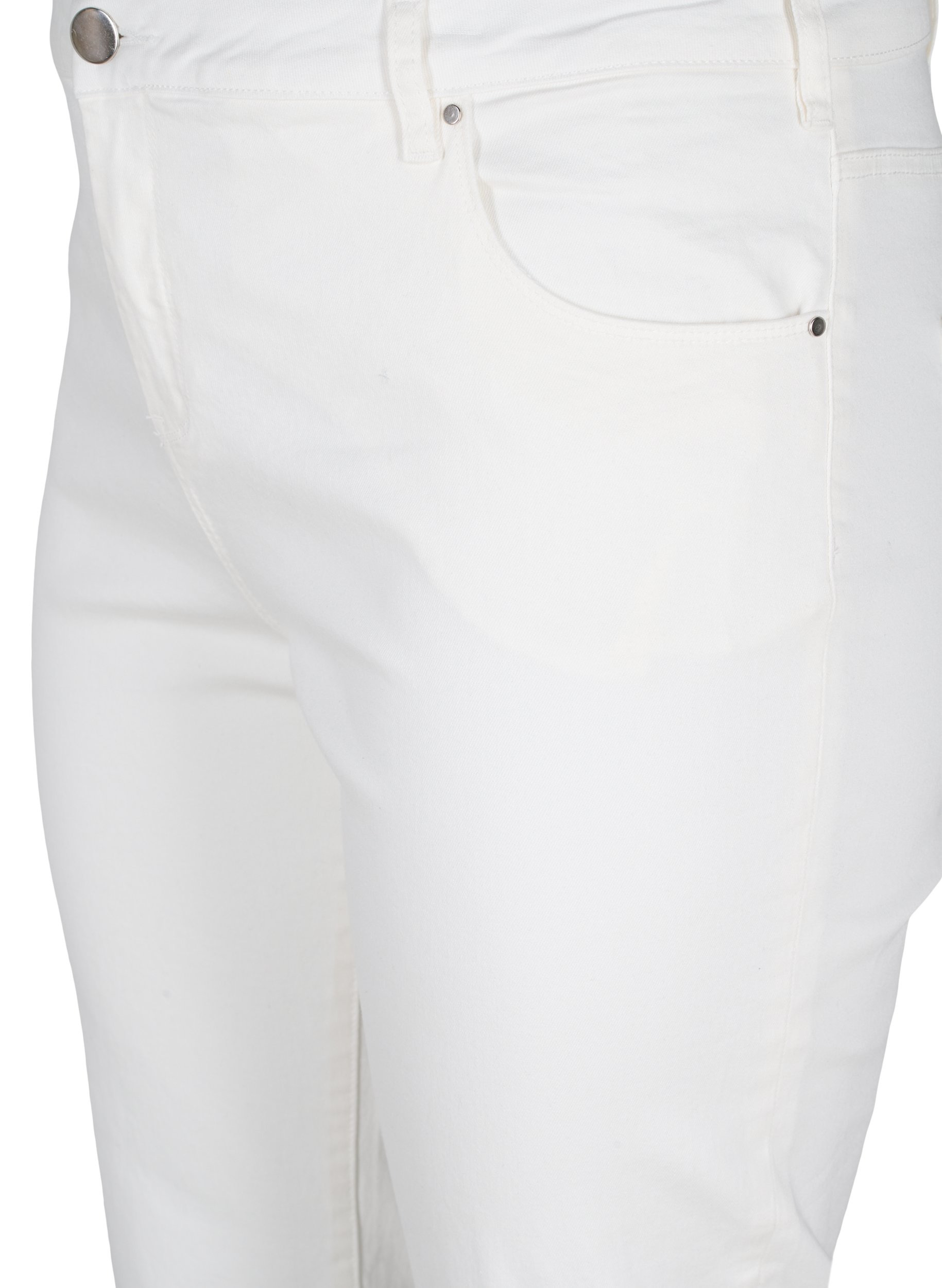 7/8 jeans with raw hems and high waist, White, Packshot image number 2