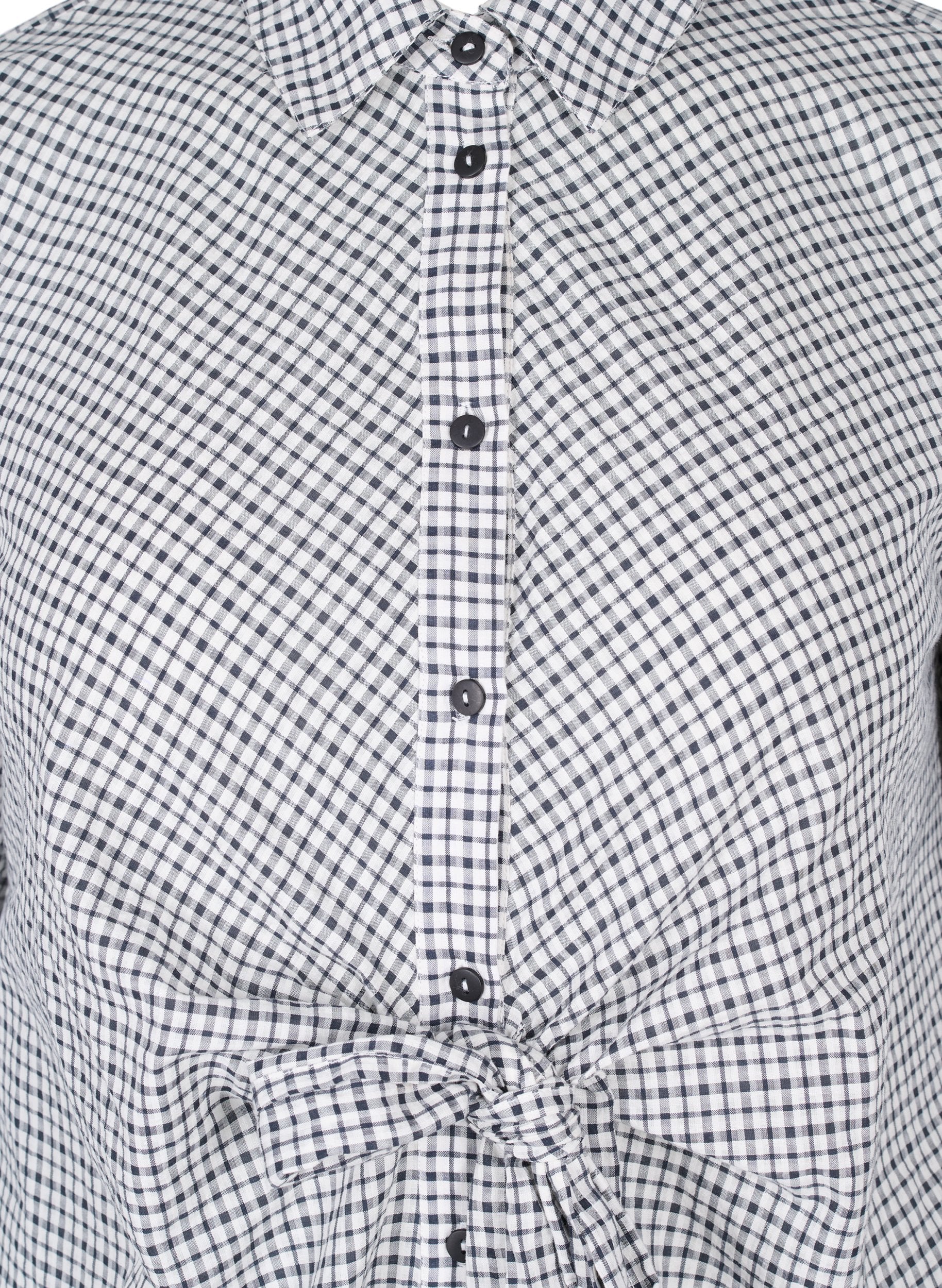 Checkered shirt tunic with tie detail 