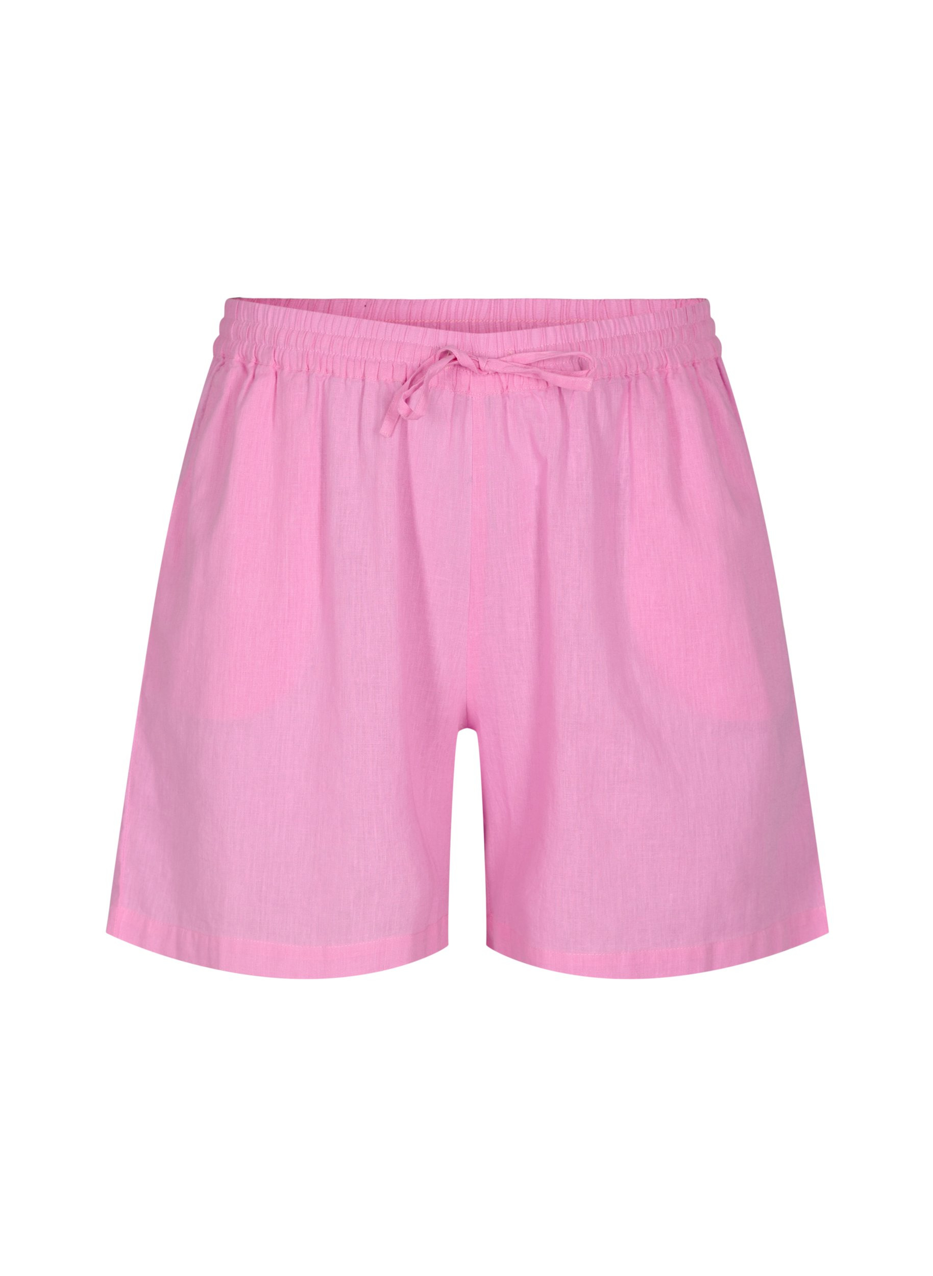 Loose shorts in a cotton blend with linen, Begonia Pink, Packshot