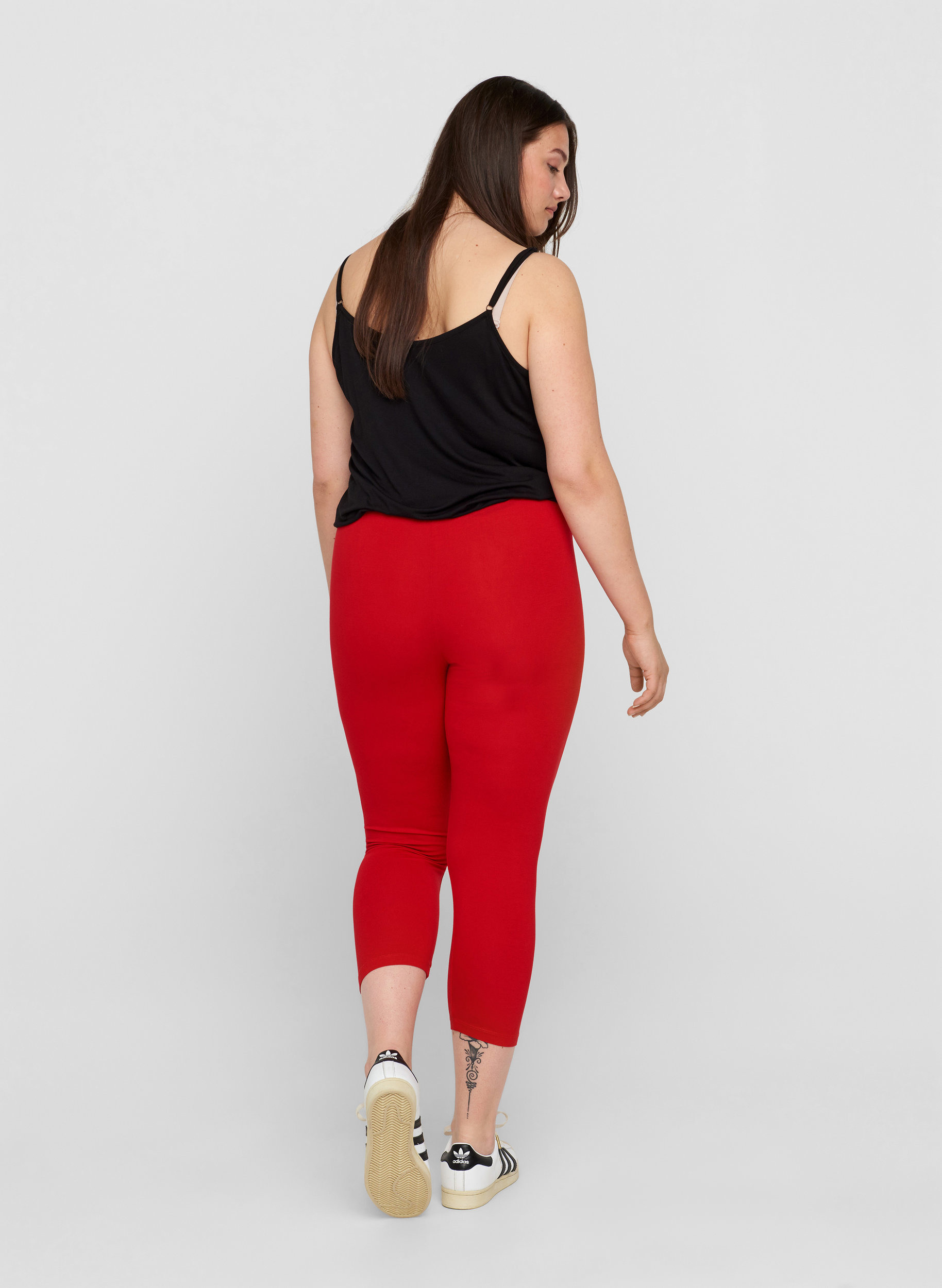 3/4 length basic leggings, Tango Red, Model image number 1