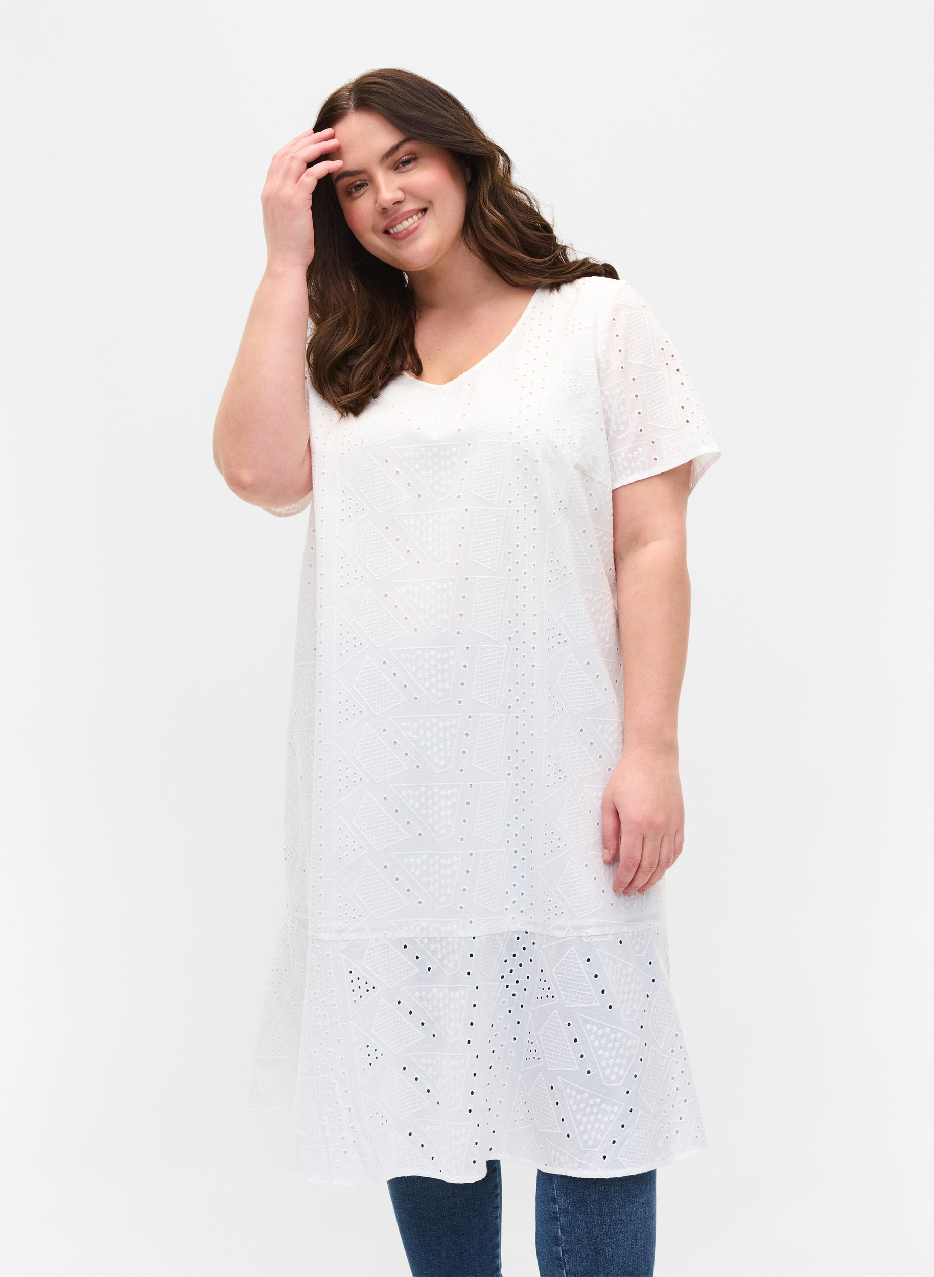 Short-sleeved cotton dress with 