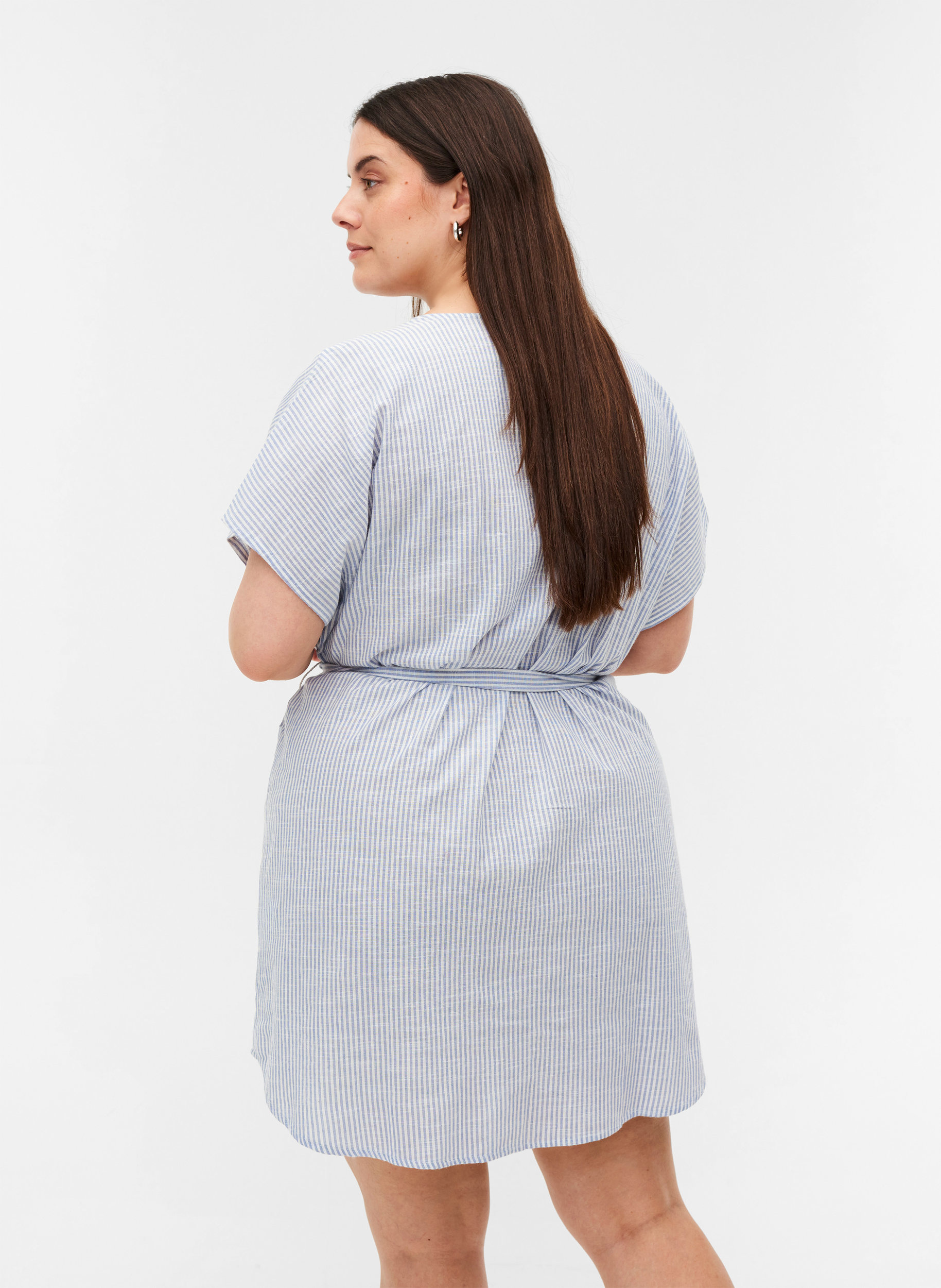 Striped shirt dress in cotton with 