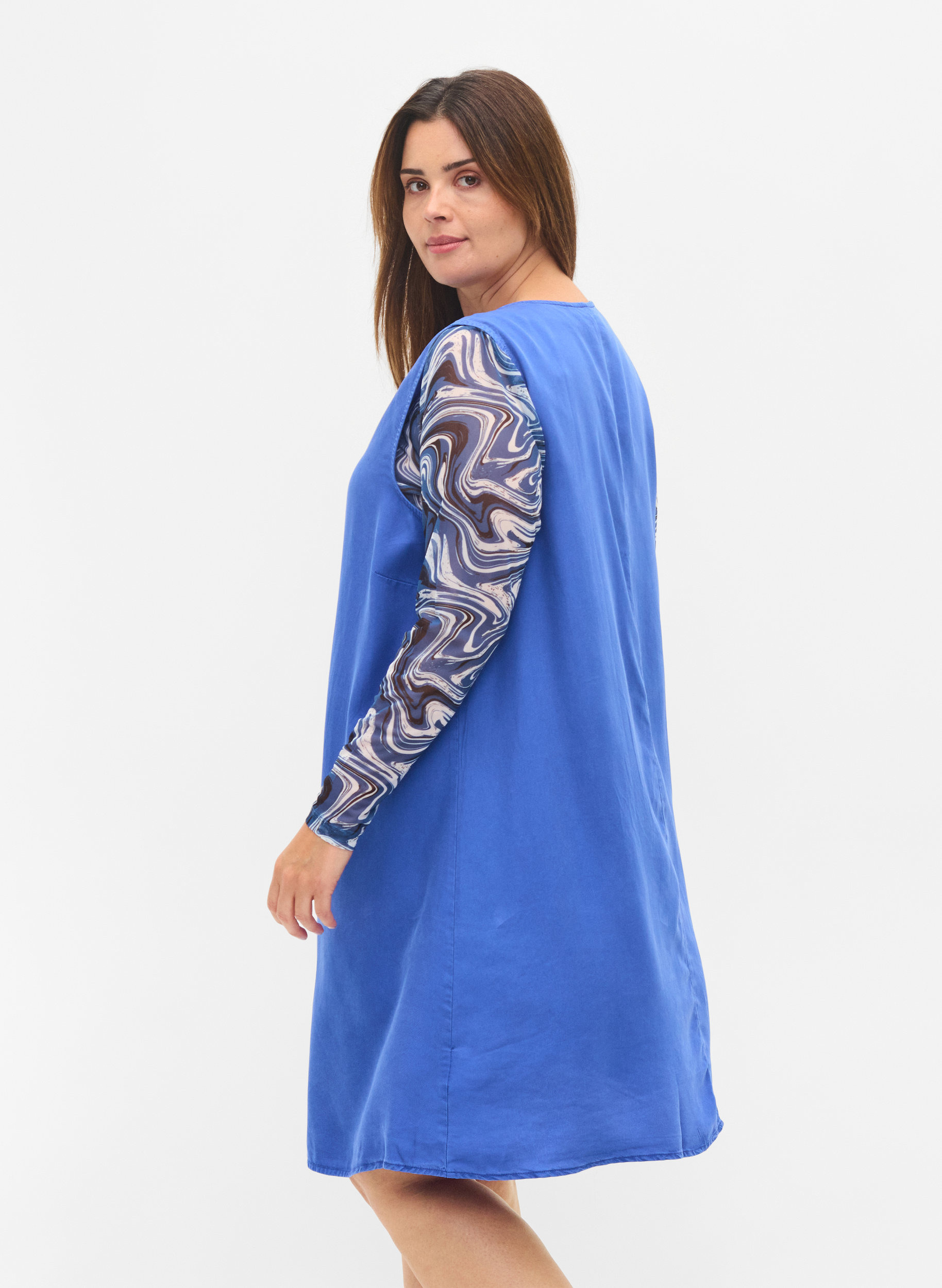 Printed mesh blouse, Night Sky, Model image number 1