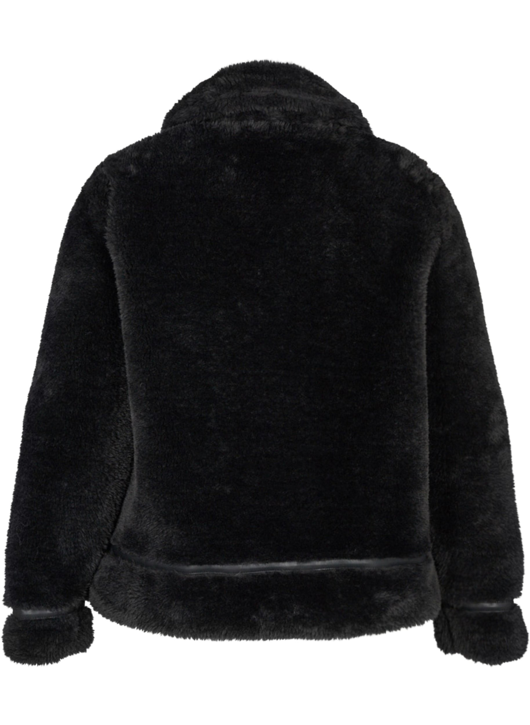 Short faux fur jacket - Black - Sz. 42 