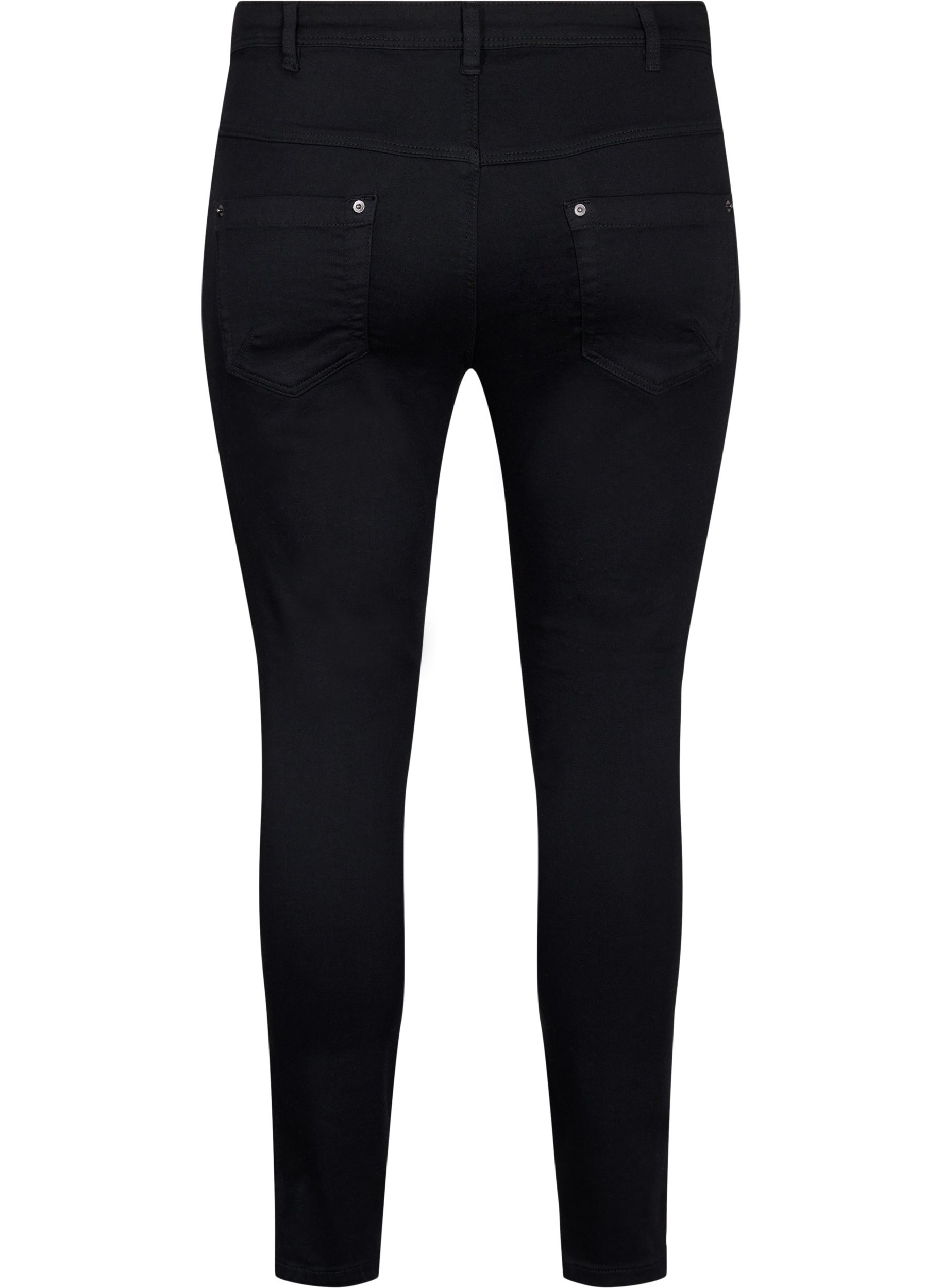 Cropped Amy jeans with a zip, Black denim, Packshot image number 1